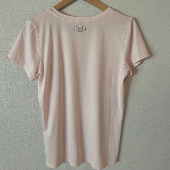 Under Armour Light Pink with Neon Orange Decal Heatgear T-Shirt Size Medium - Picture 4 of 7